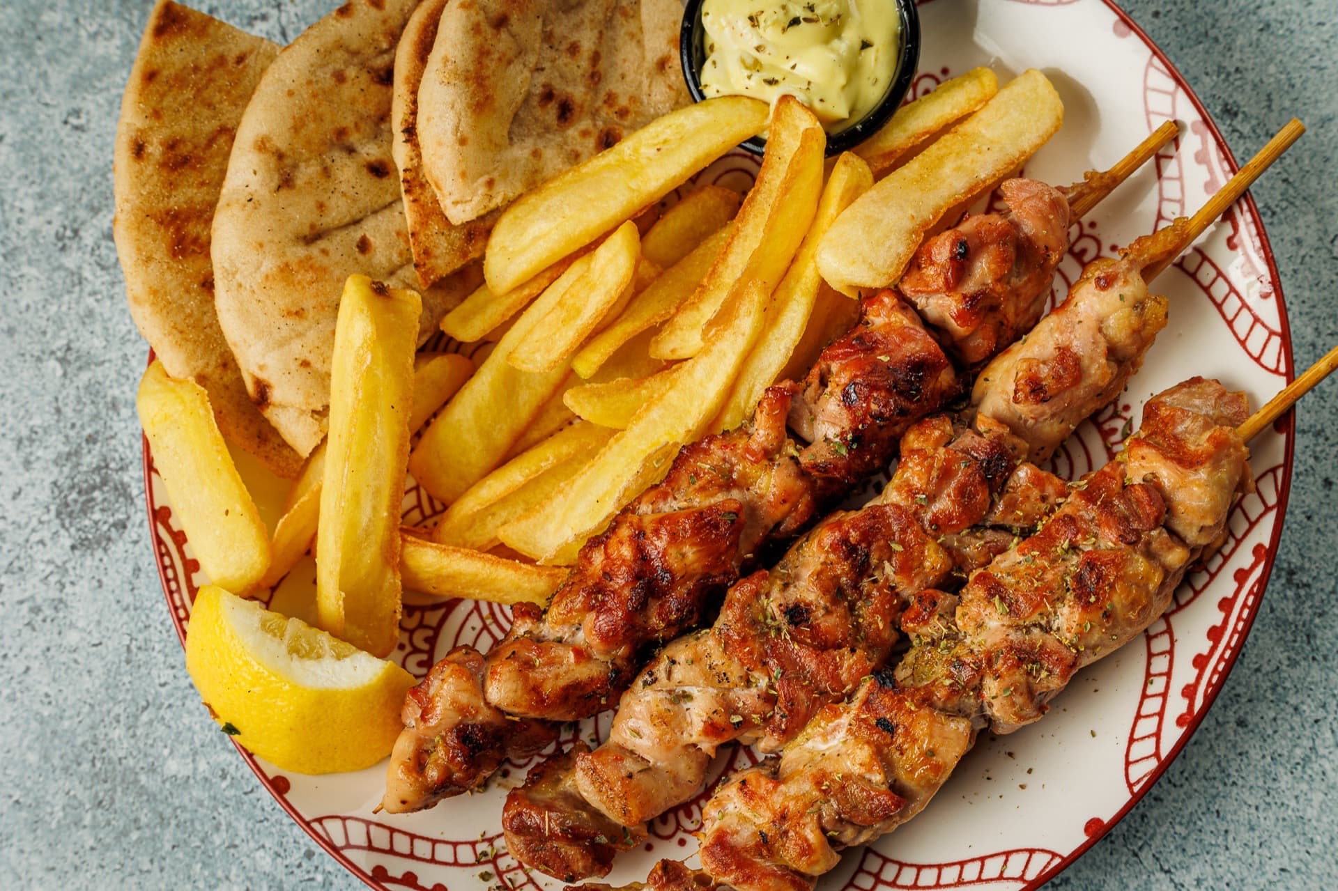 Skewers on the plate